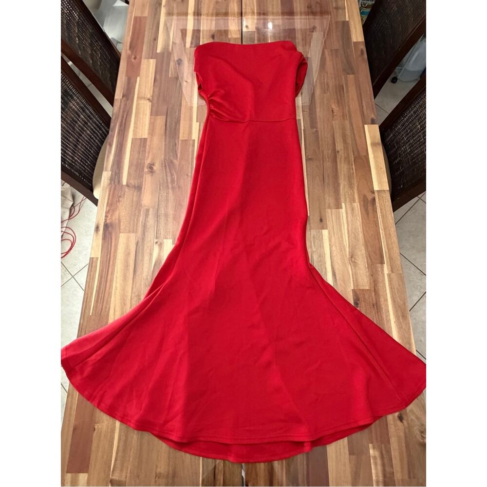 TikTok Shop Red Sleeveless Off Shoulder Bodycon Long Formal Party Evening Dress - Picture 4 of 12